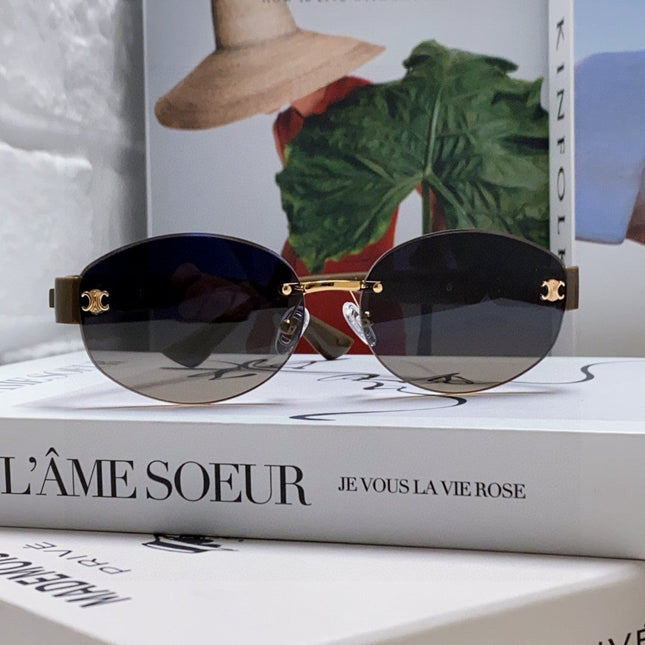 TRIOMPHE SUNGLASSES 573246 IN TAUPE BROWN METAL GRADIENT SMOKE LENSES