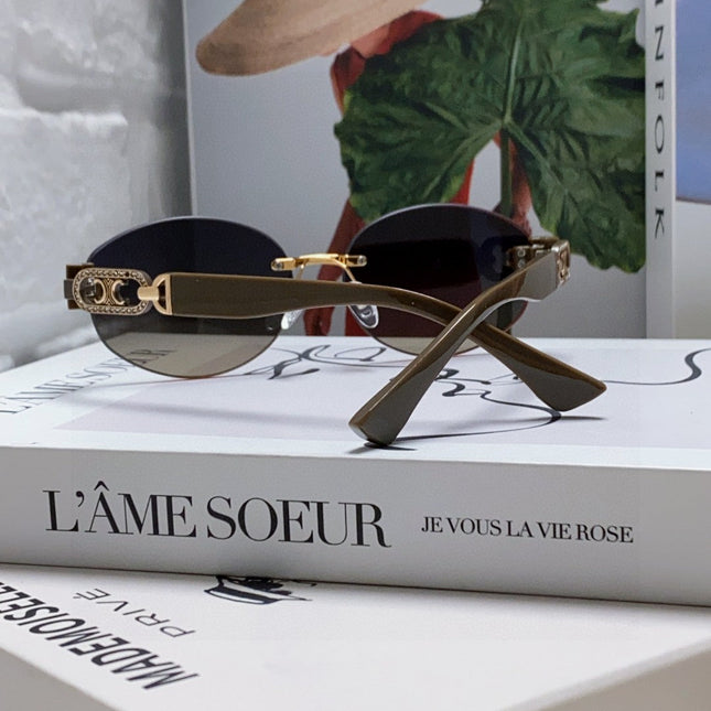 TRIOMPHE SUNGLASSES 573246 IN TAUPE BROWN METAL GRADIENT SMOKE LENSES
