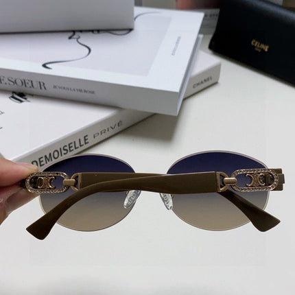 TRIOMPHE SUNGLASSES 573246 IN TAUPE BROWN METAL GRADIENT SMOKE LENSES
