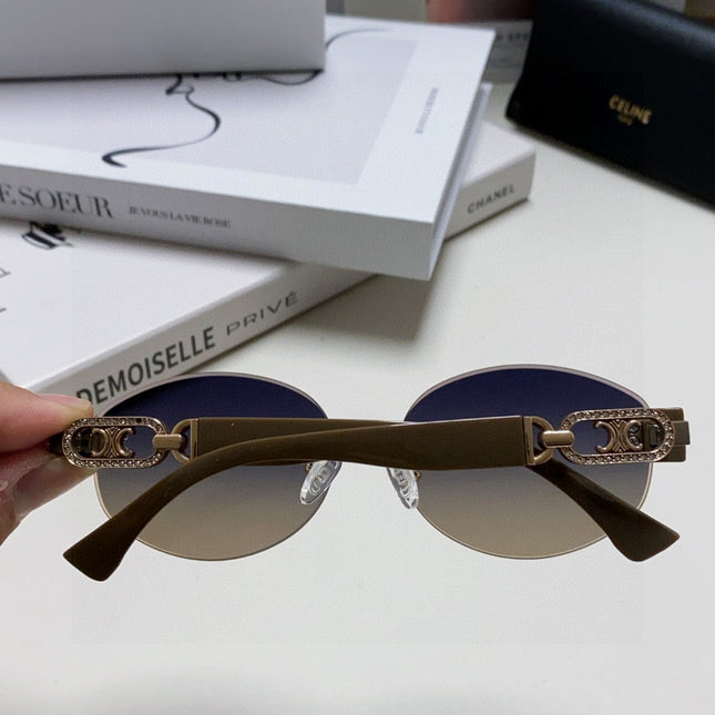 TRIOMPHE SUNGLASSES 573246 IN TAUPE BROWN METAL GRADIENT SMOKE LENSES