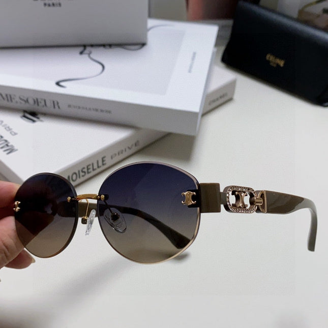 TRIOMPHE SUNGLASSES 573246 IN TAUPE BROWN METAL GRADIENT SMOKE LENSES