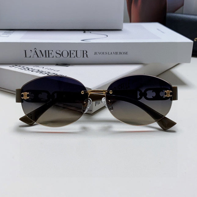 TRIOMPHE SUNGLASSES 573246 IN TAUPE BROWN METAL GRADIENT SMOKE LENSES