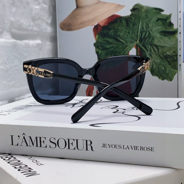 TRIOMPHE SUNGLASSES  573252 IN BLACK ACETATE METAL LOGO