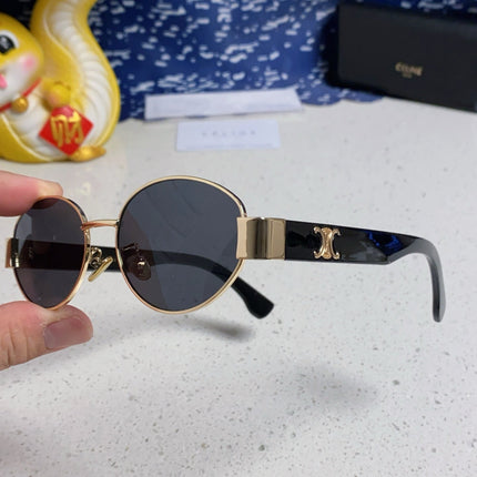 TRIOMPHE SUNGLASS 538532 IN BLACK ACETATE GOLD METAL
