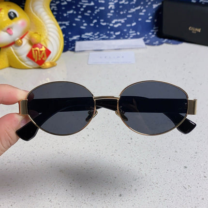 TRIOMPHE SUNGLASS 538532 IN BLACK ACETATE GOLD METAL