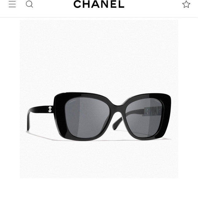 BUTTERFLY SUNGLASSES 641815 IN BLACK ACETATE WHITE METAL LOGO