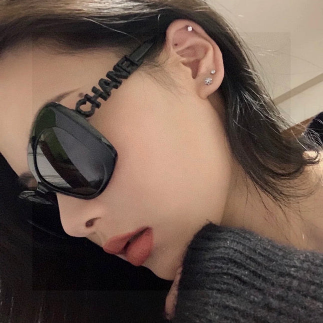 BUTTERFLY SUNGLASSES 641817 IN ACETATE BLACK METAL LOGO
