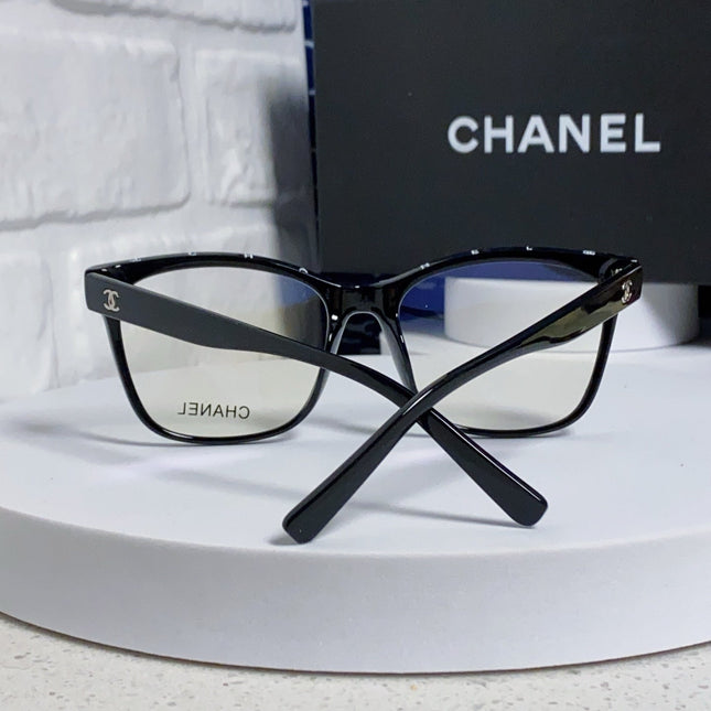 SQUARE SUNGLASSES 3392 IN BLACK ACETATE CLEAR LENSES