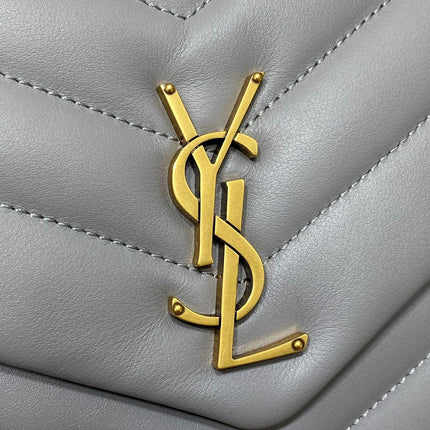 LOULOU SMALL 25 IN ASH BLUE LAMBSKIN GOLD HARDWARE