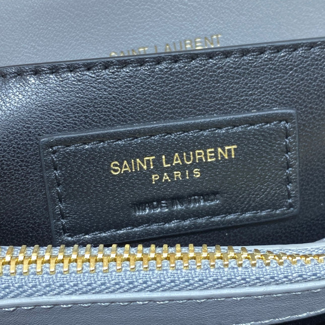 LOULOU SMALL 25 IN ASH BLUE LAMBSKIN GOLD HARDWARE
