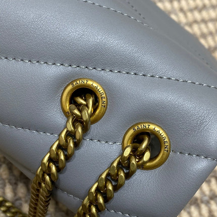 LOULOU SMALL 25 IN ASH BLUE LAMBSKIN GOLD HARDWARE