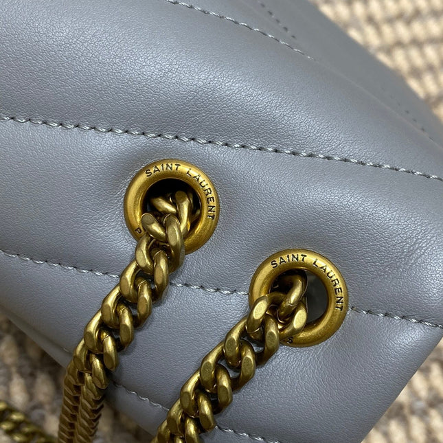 LOULOU SMALL 25 IN ASH BLUE LAMBSKIN GOLD HARDWARE