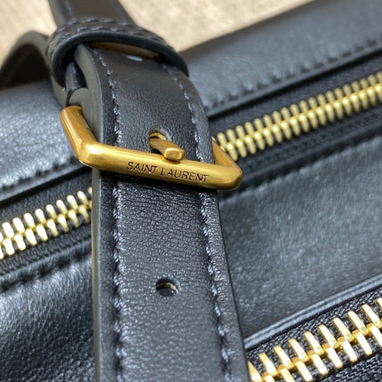 SMALL TRAVEL BAG 31 IN BLACK QUILTED LAMBSKIN GOLD HARDWARE