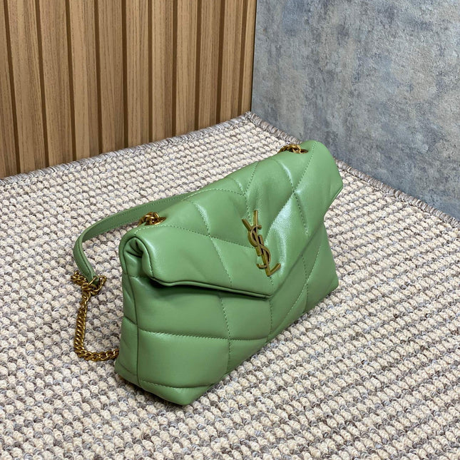 PUFFER TOY 23 IN FERN GREEN LAMBSKIN GOLD HARDWARE