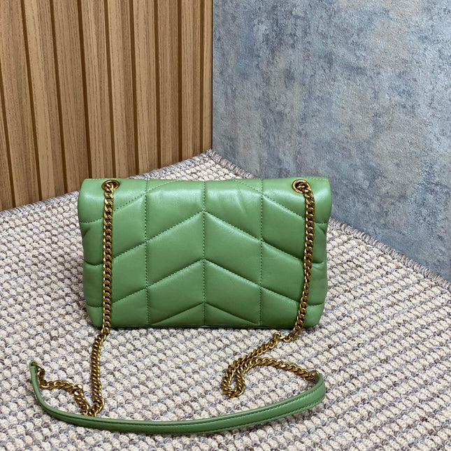 PUFFER TOY 23 IN FERN GREEN LAMBSKIN GOLD HARDWARE