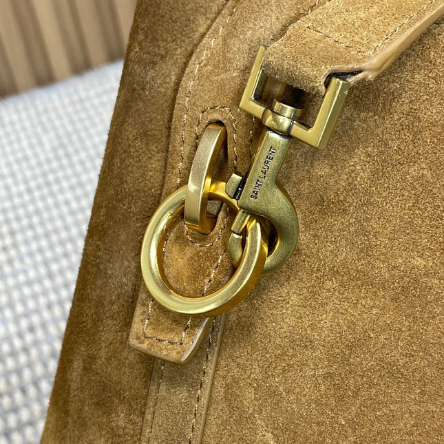 LE 37 SMALL BUCKET BAG 25 IN BROWN SUEDE GOLD HARDWARE