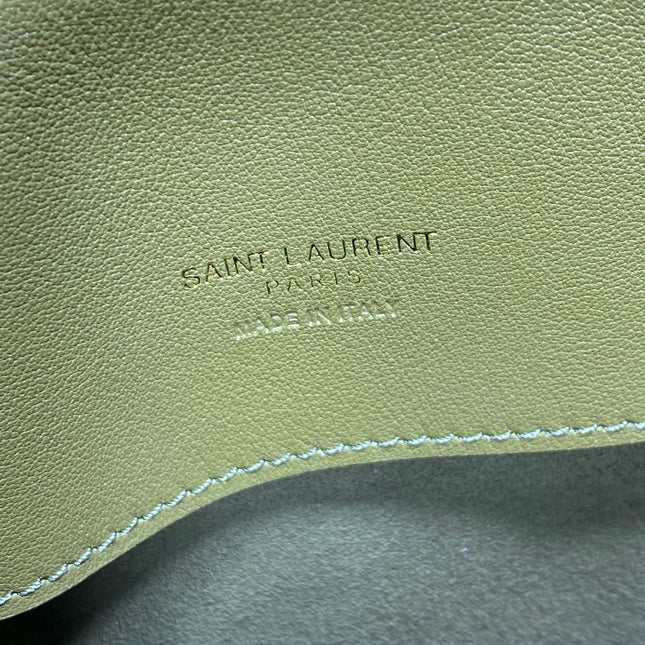 LE 37 SMALL BUCKET BAG 25 IN HUNTER GREEN SUEDE GOLD HARDWARE