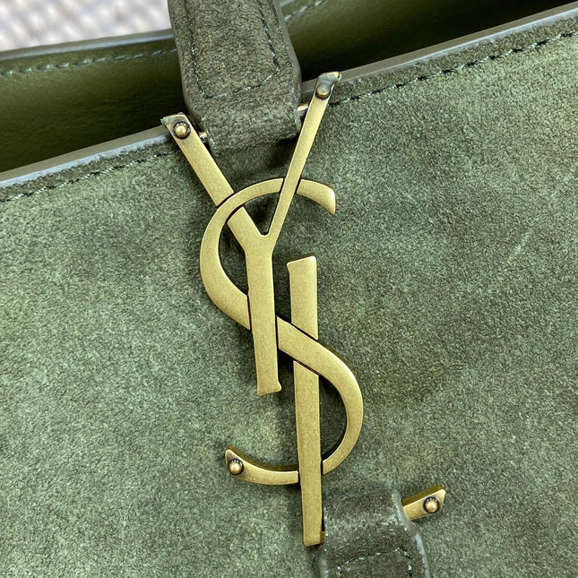 LE 37 SMALL BUCKET BAG 20 IN HUNTER GREEN SUEDE GOLD HARDWARE