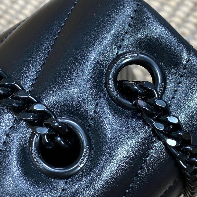 LOULOU SHOULDER BAG 32 IN BLACK QUILTED LAMBSKIN BLACK HARDWARE