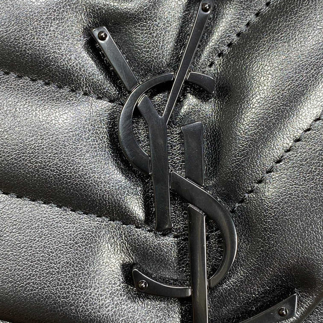 LOULOU SHOULDER BAG 32 IN BLACK QUILTED LAMBSKIN BLACK HARDWARE