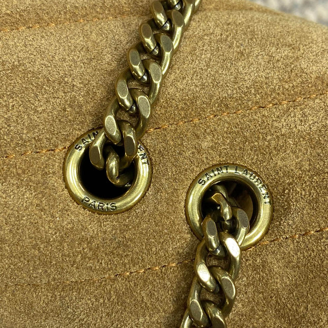 LOULOU SMALL 25 IN PEANUT BROWN SUEDE COPPER HARDWARE
