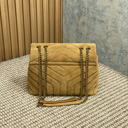LOULOU SMALL 25 IN PEANUT BROWN SUEDE COPPER HARDWARE