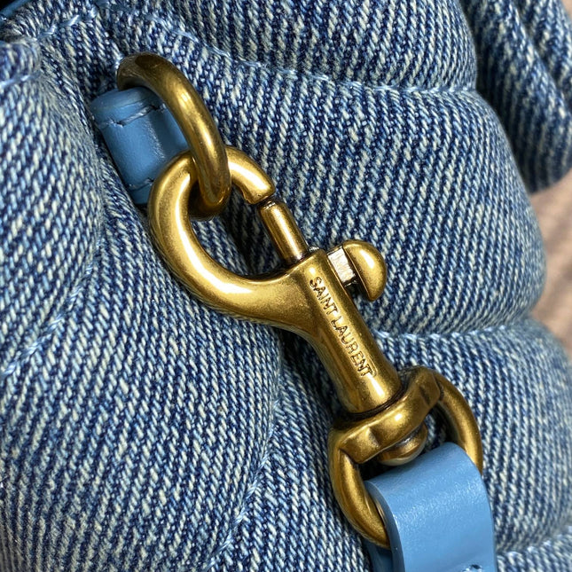 LOULOU MINI BAG 20 IN BLUE DENIM GOLD HARDWARE