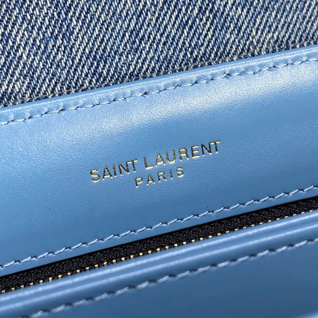 LOULOU MINI BAG 20 IN BLUE DENIM GOLD HARDWARE