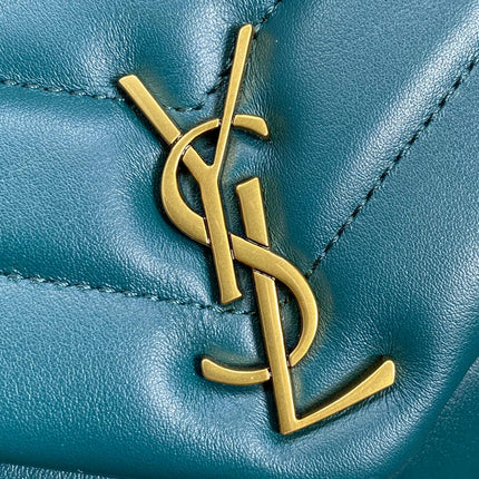 LOULOU MINI BAG 20 IN DARK CYAN LAMBSKIN GOLD HARDWARE