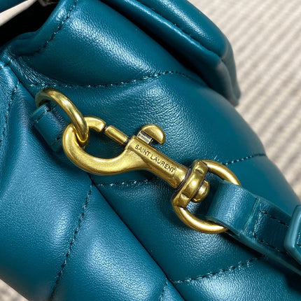 LOULOU MINI BAG 20 IN DARK CYAN LAMBSKIN GOLD HARDWARE