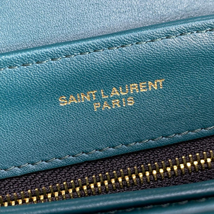 LOULOU MINI BAG 20 IN DARK CYAN LAMBSKIN GOLD HARDWARE