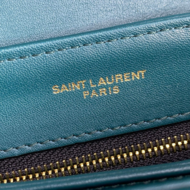 LOULOU MINI BAG 20 IN DARK CYAN LAMBSKIN GOLD HARDWARE