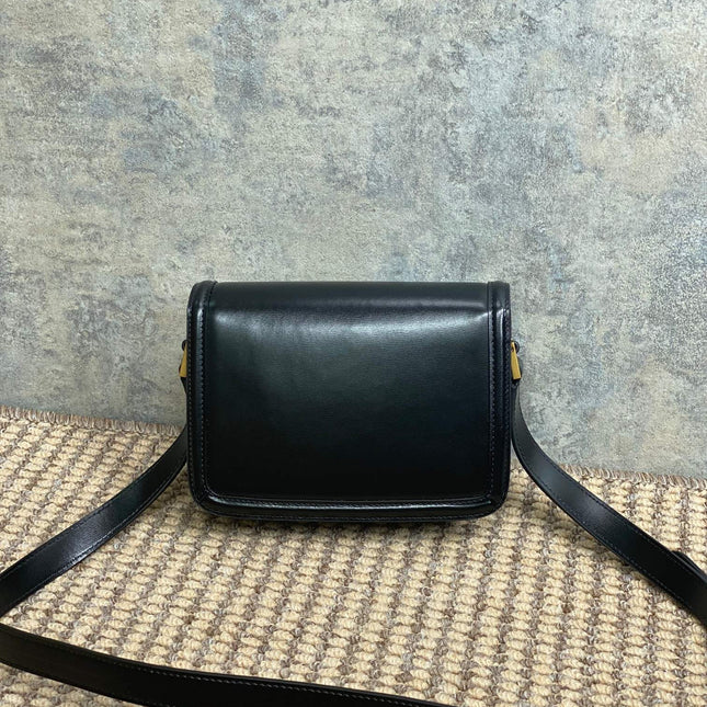 SOLFERINO SMALL SATCHEL 19 IN BLACK CALFSKIN GOLD HARDWARE