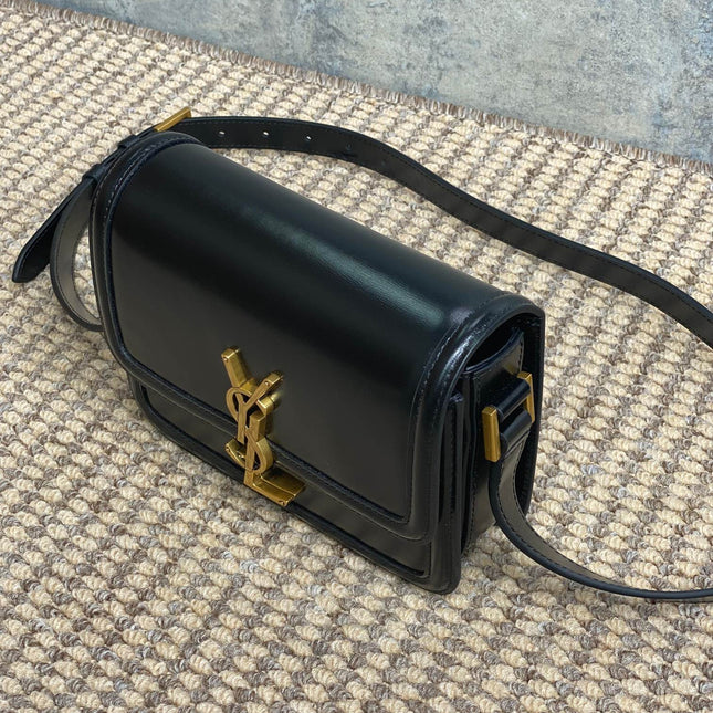 SOLFERINO SMALL SATCHEL 19 IN BLACK CALFSKIN GOLD HARDWARE