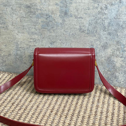SOLFERINO SMALL SATCHEL 19 IN SCARLET RED CALFSKIN GOLD HARDWARE