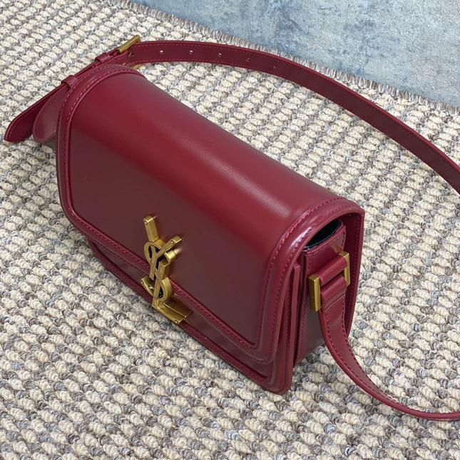 SOLFERINO SMALL SATCHEL 19 IN SCARLET RED CALFSKIN GOLD HARDWARE