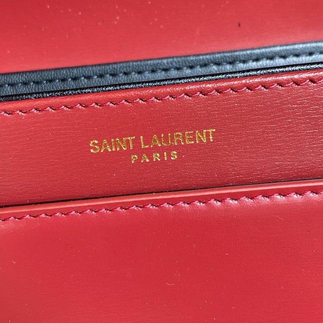 SOLFERINO SMALL SATCHEL 19 IN SCARLET RED CALFSKIN GOLD HARDWARE