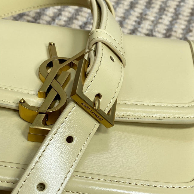 SOLFERINO SMALL SATCHEL 19 IN CANARY YELLOW CALFSKIN GOLD HARDWARE