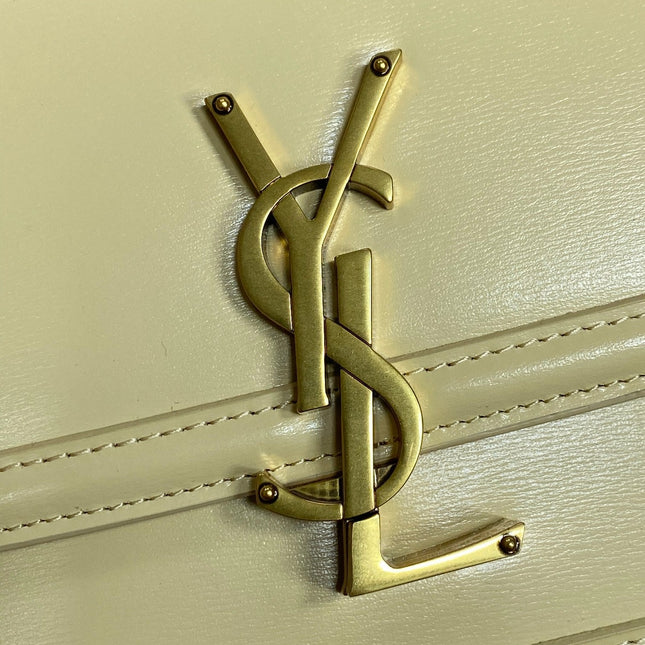 SOLFERINO SMALL SATCHEL 19 IN CANARY YELLOW CALFSKIN GOLD HARDWARE