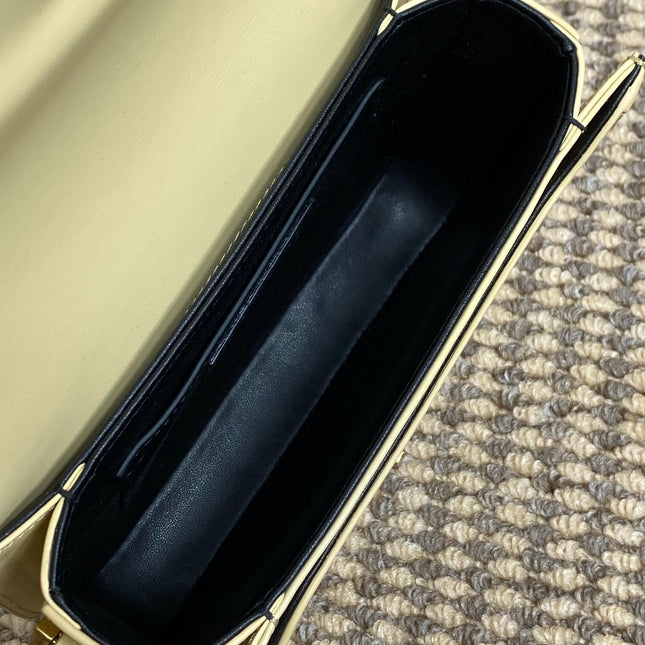 SOLFERINO SMALL SATCHEL 19 IN CANARY YELLOW CALFSKIN GOLD HARDWARE