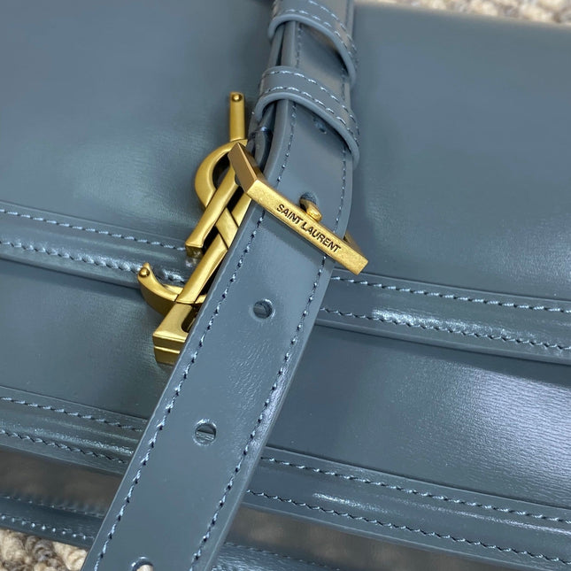 SOLFERINO SMALL SATCHEL 23 IN DARK GREY CALFSKIN GOLD HARDWARE