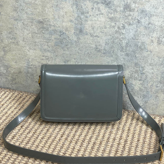 SOLFERINO SMALL SATCHEL 23 IN DARK GREY CALFSKIN GOLD HARDWARE