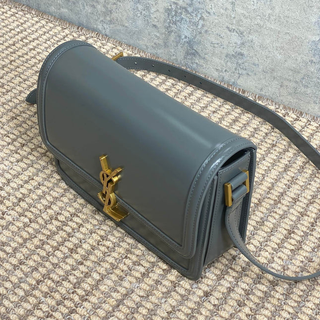 SOLFERINO SMALL SATCHEL 23 IN DARK GREY CALFSKIN GOLD HARDWARE