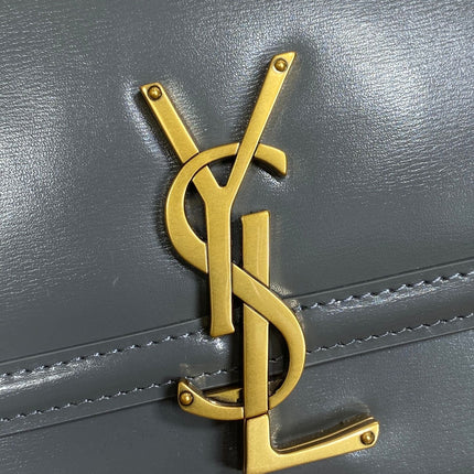 SOLFERINO SMALL SATCHEL 23 IN DARK GREY CALFSKIN GOLD HARDWARE