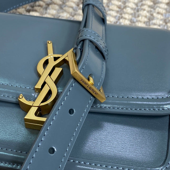 SOLFERINO SMALL SATCHEL 19 IN DARK GREY CALFSKIN GOLD HARDWARE