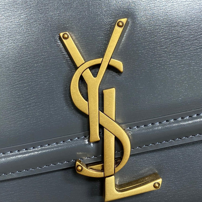 SOLFERINO SMALL SATCHEL 19 IN DARK GREY CALFSKIN GOLD HARDWARE
