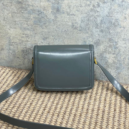 SOLFERINO SMALL SATCHEL 19 IN DARK GREY CALFSKIN GOLD HARDWARE