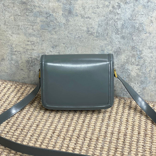 SOLFERINO SMALL SATCHEL 19 IN DARK GREY CALFSKIN GOLD HARDWARE