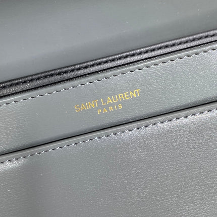 SOLFERINO SMALL SATCHEL 19 IN DARK GREY CALFSKIN GOLD HARDWARE