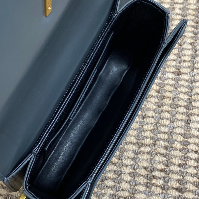 SOLFERINO SMALL SATCHEL 19 IN DARK GREY CALFSKIN GOLD HARDWARE